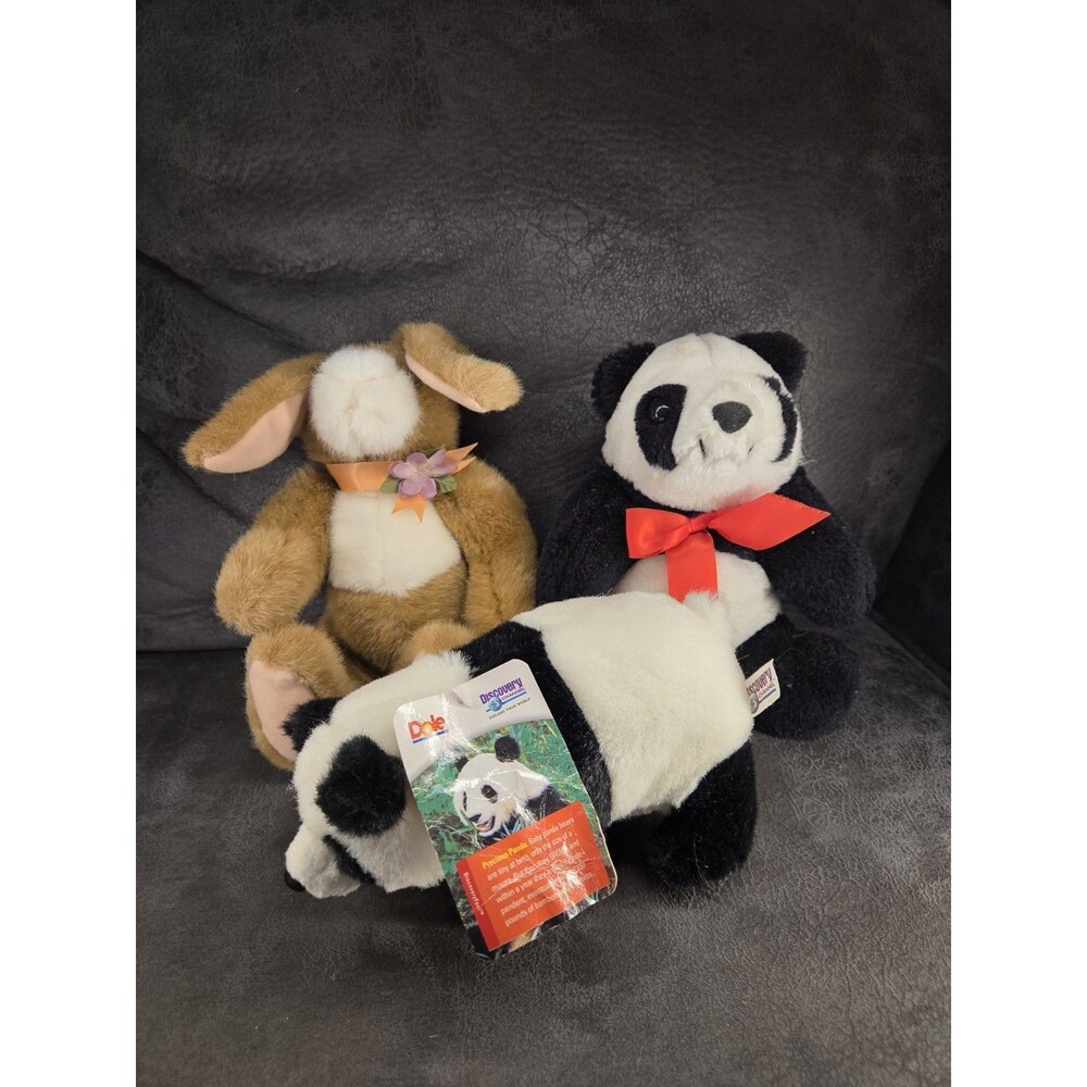 Vintage Plush Lot Discovery Channel Dole Panda Commonwealth J.E. Mamiye Bunny...